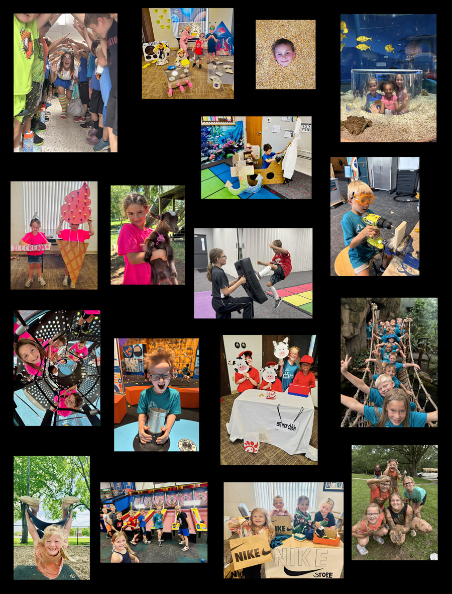 Kids Care Fun a collage of pictures from activities and field trips